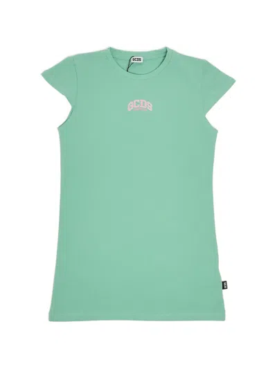 Gcds Logo-print Cap-sleeve Dress In Green
