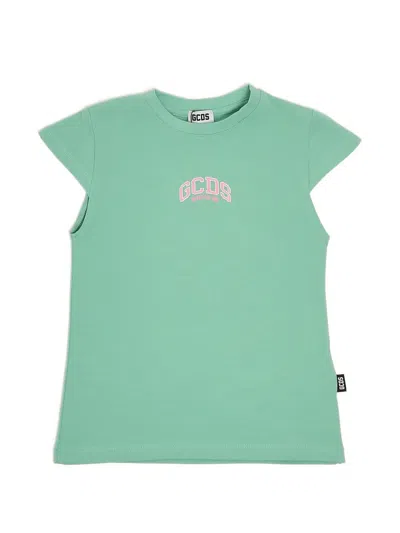 Gcds Logo-print Cap-sleeve Dress In Green