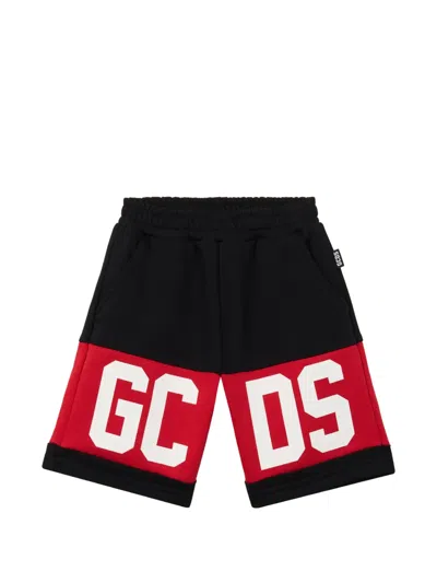 Gcds Kids' Logo-print Colour-block Shorts In Animal Print