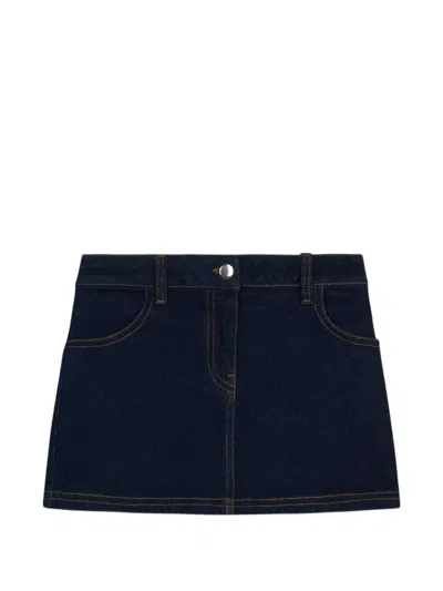 Gcds Kids' Logo-print Denim Skirt In Blue