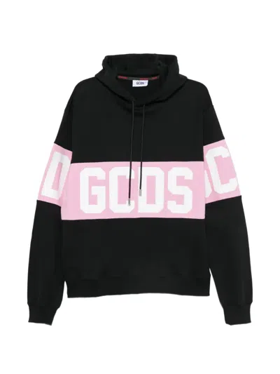 Gcds Logo-print Drawstring Hoodie In Black