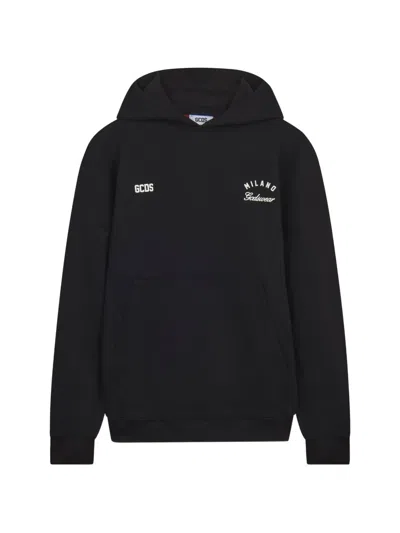 Gcds Logo-print Drawstring Hoodie In Black