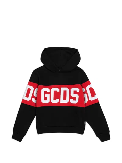 Gcds Kids' Logo-print Hoodie In Black