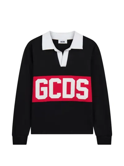 Gcds Logo-print Long-sleeve Sweatshirt In Black