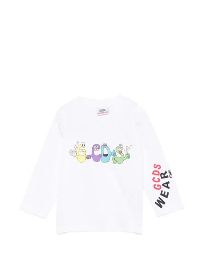 Gcds Babies' Logo-print Long-sleeve T-shirt In White