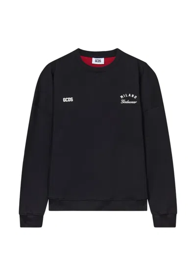 Gcds Logo-print Panelled Sweatshirt In Black