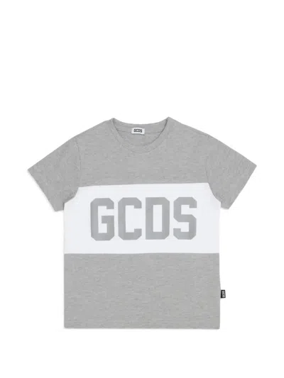 Gcds Logo-print Panelled T-shirt In 灰色