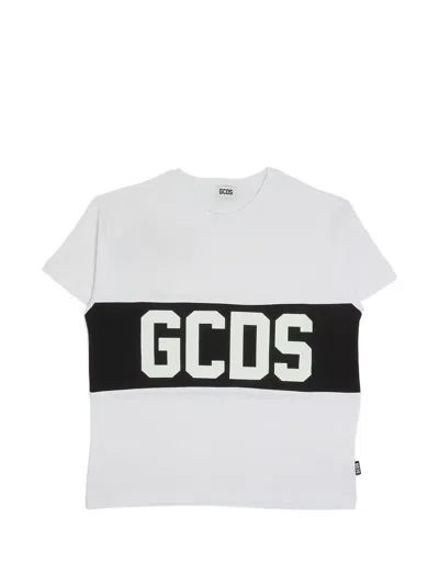 Gcds Logo-print Panelled T-shirt In White
