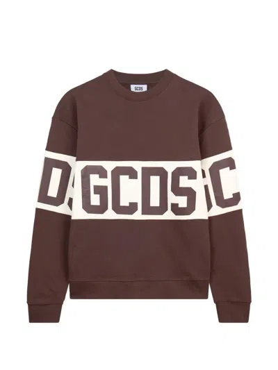 Gcds Logo-print Sweatshirt In Brown