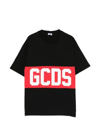 Gcds Kids' Logo-print T-shirt In Black