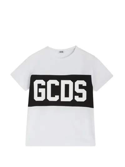 Gcds Kids' Logo-print T-shirt In White