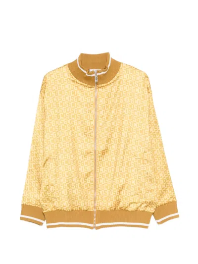 Gcds Bomber Jacket With Logo Print And Zip Closure In Yellow