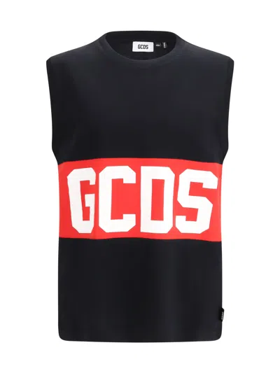 Gcds Logo-printed Cotton Tank Top In Black
