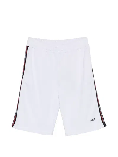 Gcds Kids' Logo-stripe Shorts In White