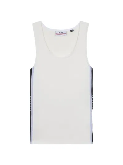 Gcds Logo-stripe Tank Top In White