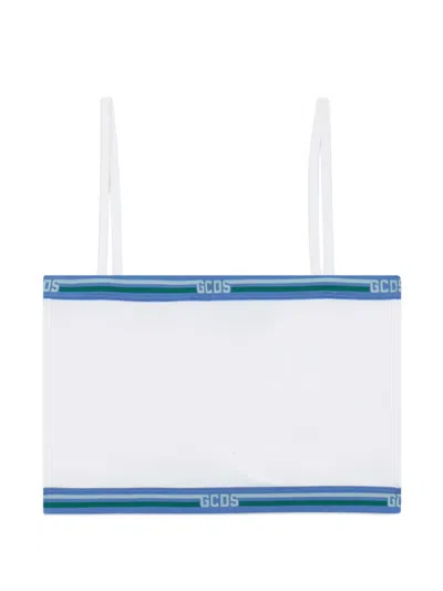 Gcds Logo-tape Crop Top In White