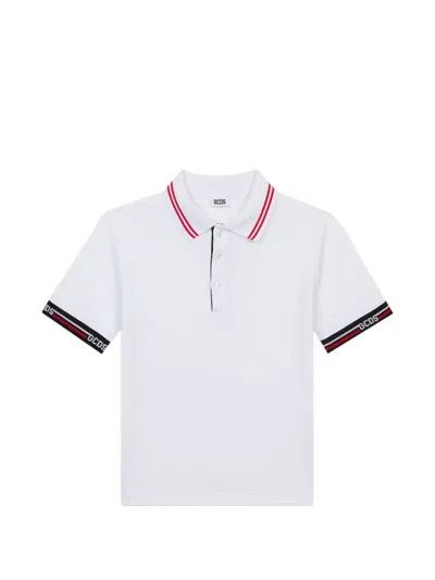 Gcds Kids' Logo-tape Polo Shirt In White