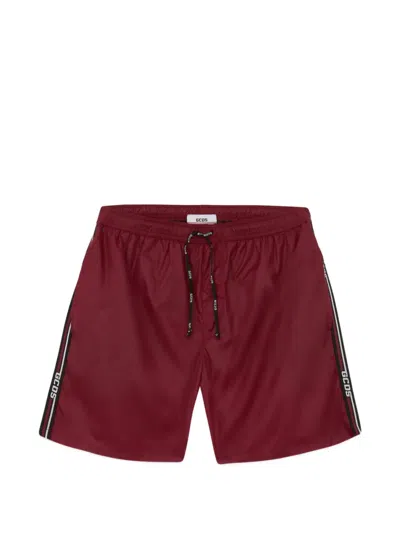 Gcds Logo-tape Short Swim Shorts In Brown