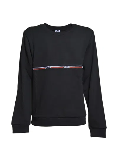 Gcds Kids' Logo-tape Sweatshirt In Black