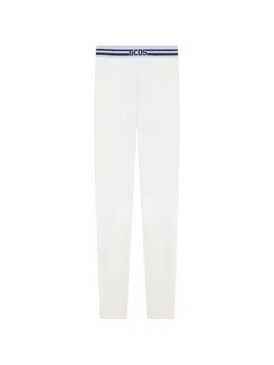 Gcds Logo-waistband Leggings In White