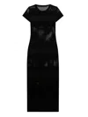 Gcds Long Mesh Dress With Logo In 99 Black