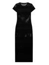 Gcds Long Mesh Dress With Logo In Black