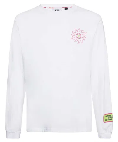 Gcds Long Sleeve Cotton T-shirt In White