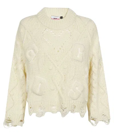 Gcds Long Sleeve Crew-neck Sweater In Neutral