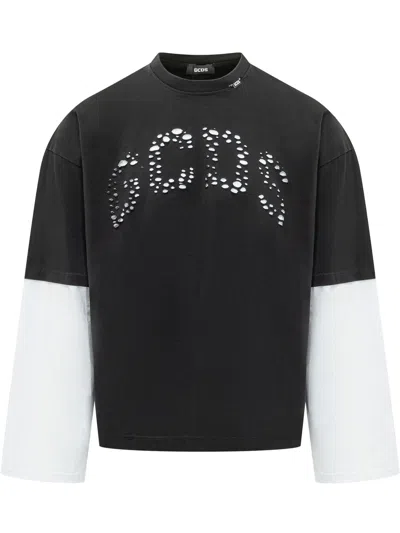 Gcds Long Sleeve Logo Graphic T-shirt In Black