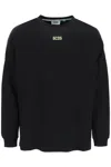 Gcds Long-sleeved Logo-print T-shirt In Black