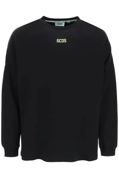 Gcds Long-sleeved Logo-print T-shirt In Black