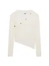 Gcds Long-sleeved Ribbed Top With Snap Buttons In Neutral