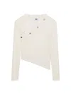 Gcds Long-sleeved Ribbed Top With Snap Buttons In Neutral