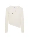 Gcds Long-sleeved Ribbed Top With Snap Buttons In White