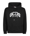 Gcds Cotton Hooded Sweatshirt Kangaroo Pocket In Black