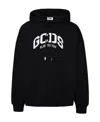 Gcds Lounge Logo Cotton Hoodie In Black