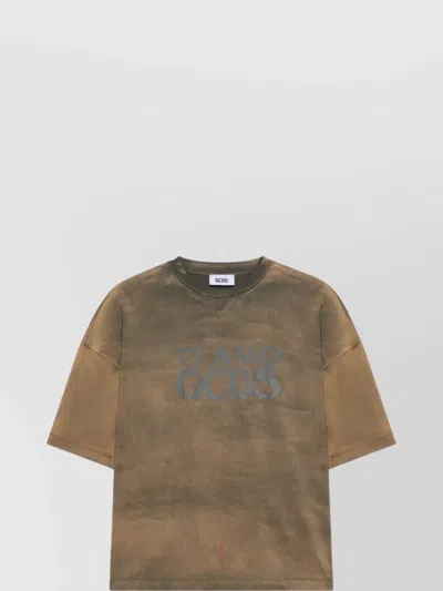 Gcds Love Graphic Print Relaxed Fit T-shirt In Brown
