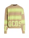 Gcds Multicolor Logo Jacquard Sweater In Nude