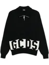 Gcds Logo Low Band Half-zip Wool Knit Sweater In 黑色