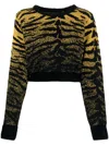 Gcds Lurex-detail Zebra-jacquard Cropped Jumper In Black