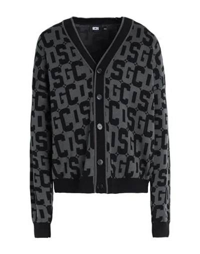 Gcds Man Cardigan Black Size L Wool, Acrylic