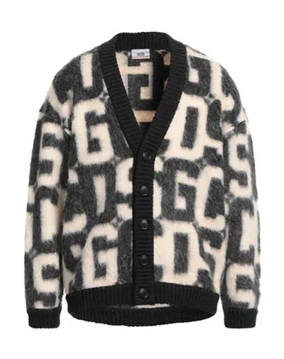 Gcds Man Cardigan Black Size Xl Polyester, Acrylic, Mohair Wool, Virgin Wool In Gold