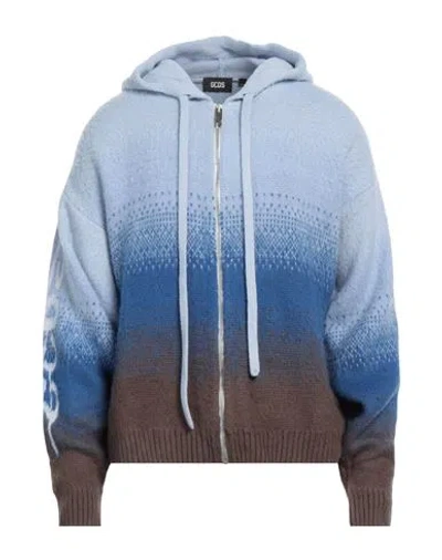 Gcds Man Cardigan Blue Size L Virgin Wool, Acrylic In Blue
