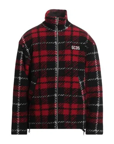 GCDS GCDS MAN COAT RED SIZE M POLYESTER, VIRGIN WOOL, ACRYLIC