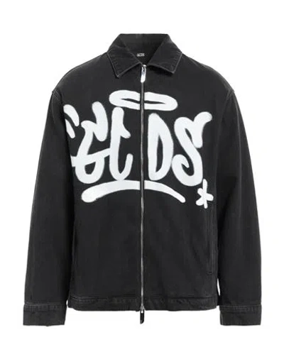 Gcds Man Denim Outerwear Black Size Xxl Cotton
