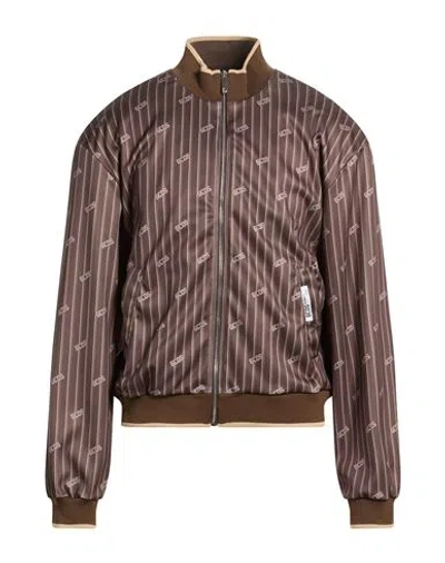 Gcds Man Jacket Chocolate Brown Size L Polyester