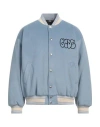 Gcds Man Jacket Light Blue Size L Polyester, Cotton, Elastane In Blue