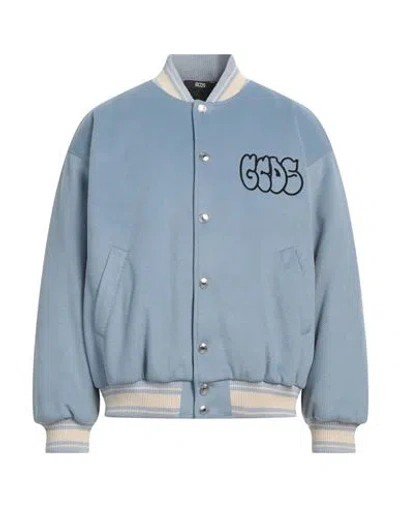 Gcds Man Jacket Light Blue Size L Polyester, Cotton, Elastane