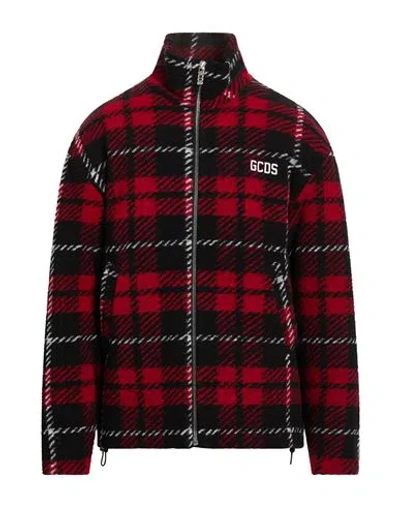 Gcds Man Jacket Red Size L Polyester, Virgin Wool, Acrylic In Multi