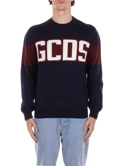 Gcds Man Knitted B2cm1505ki4 77 Band Logo Crew Blue